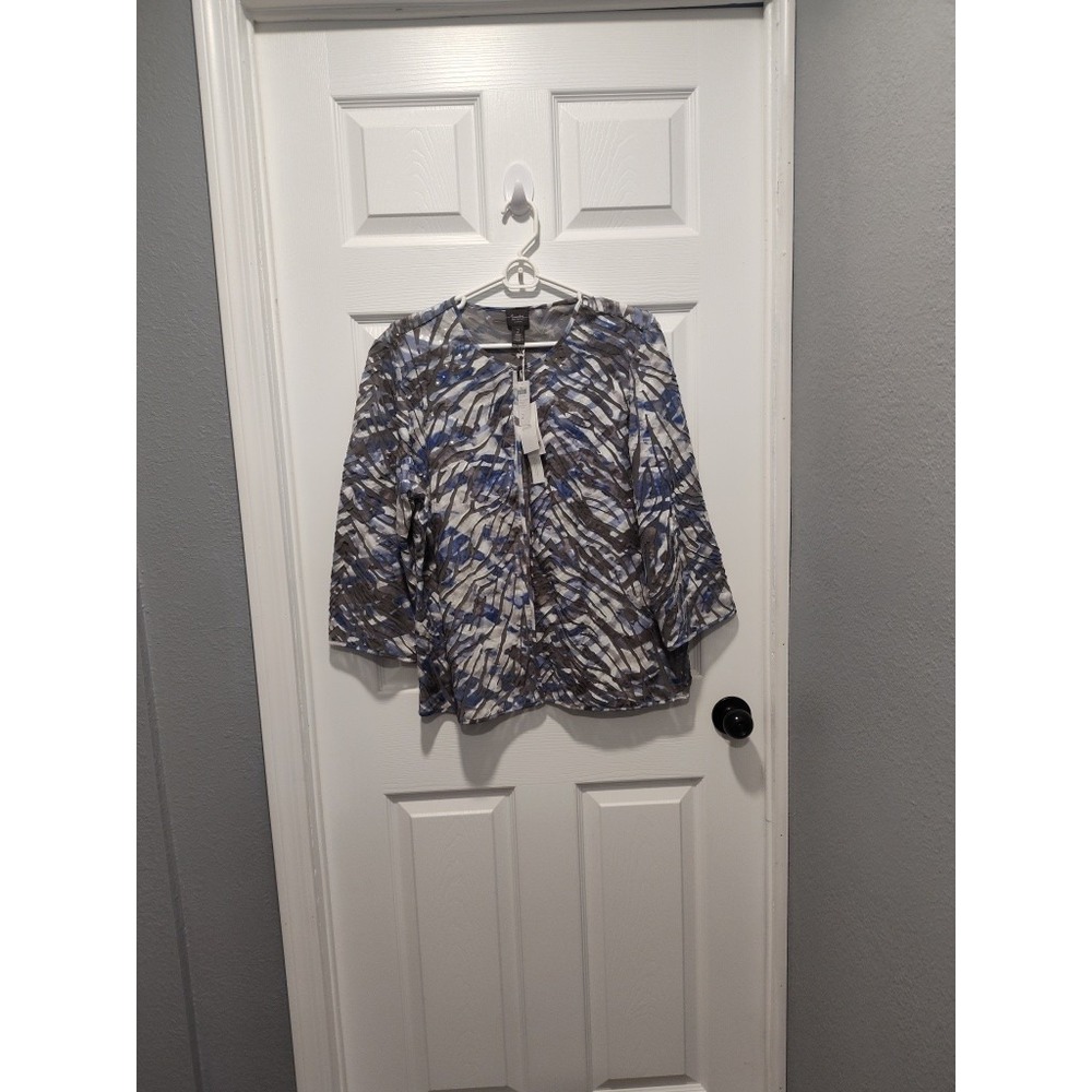 NWT Chico's Travelers Collection Watercolor Applique Jacket Sz 2 Medium $149 Tex - Picture 8 of 9
